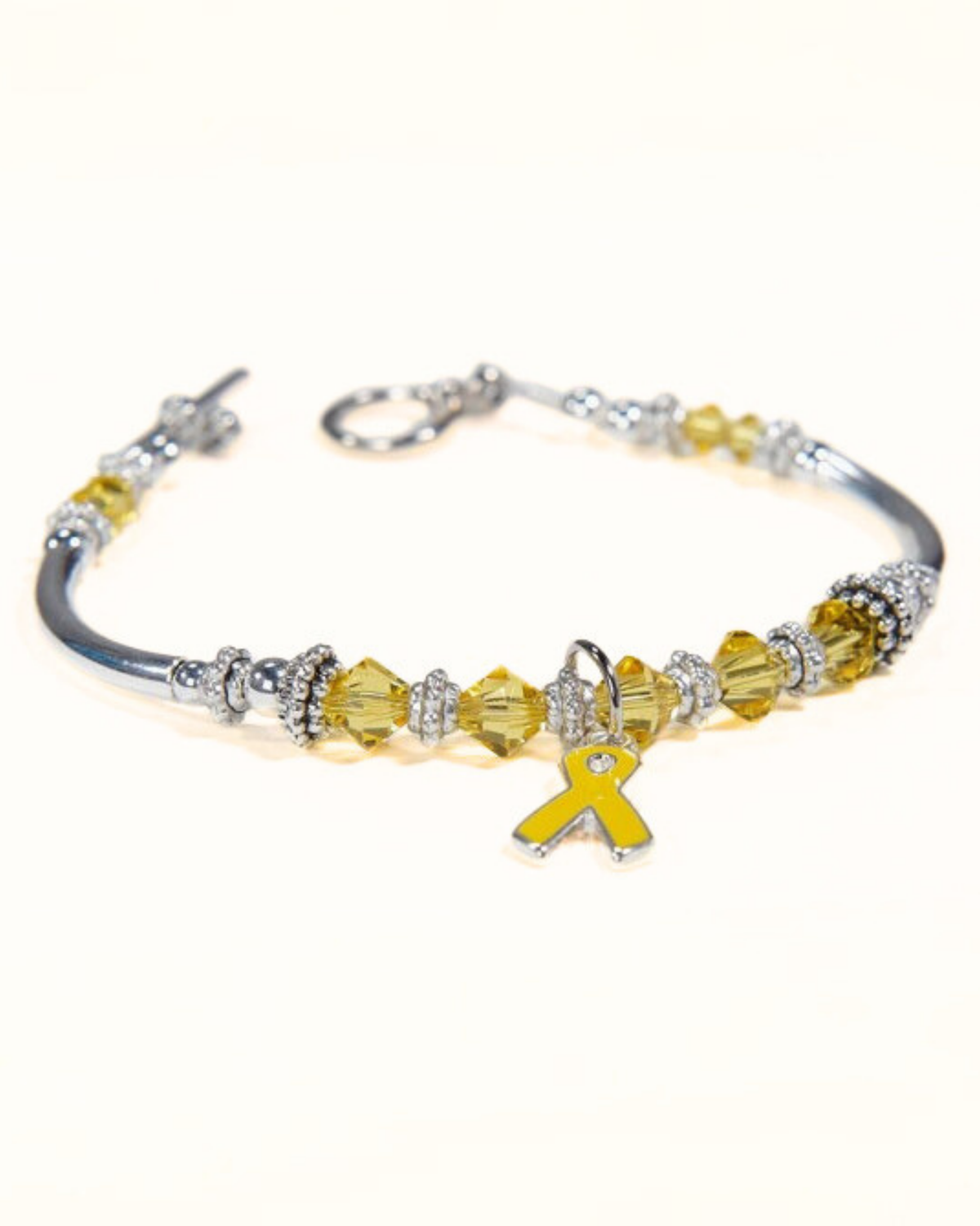 Yellow Awareness Ribbon Bracelet Beaded