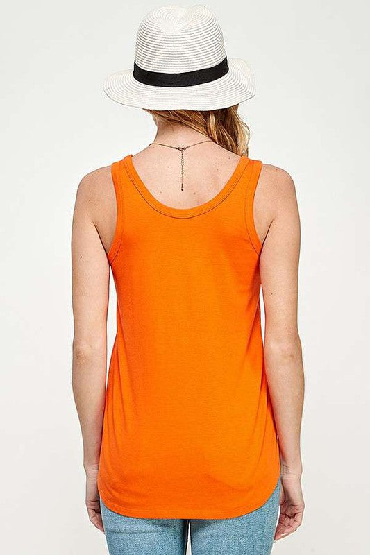 Scoop Neck Solid Tank Top - (Light Tomato)