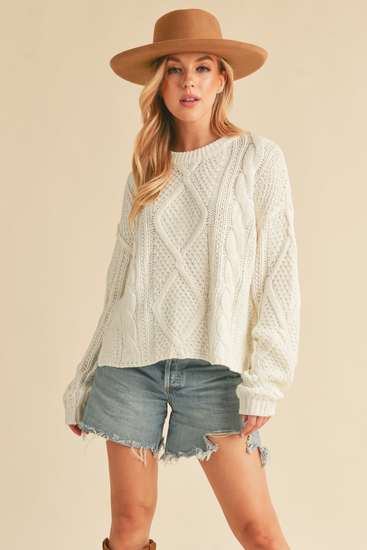 Adela Knit Sweater- (White)