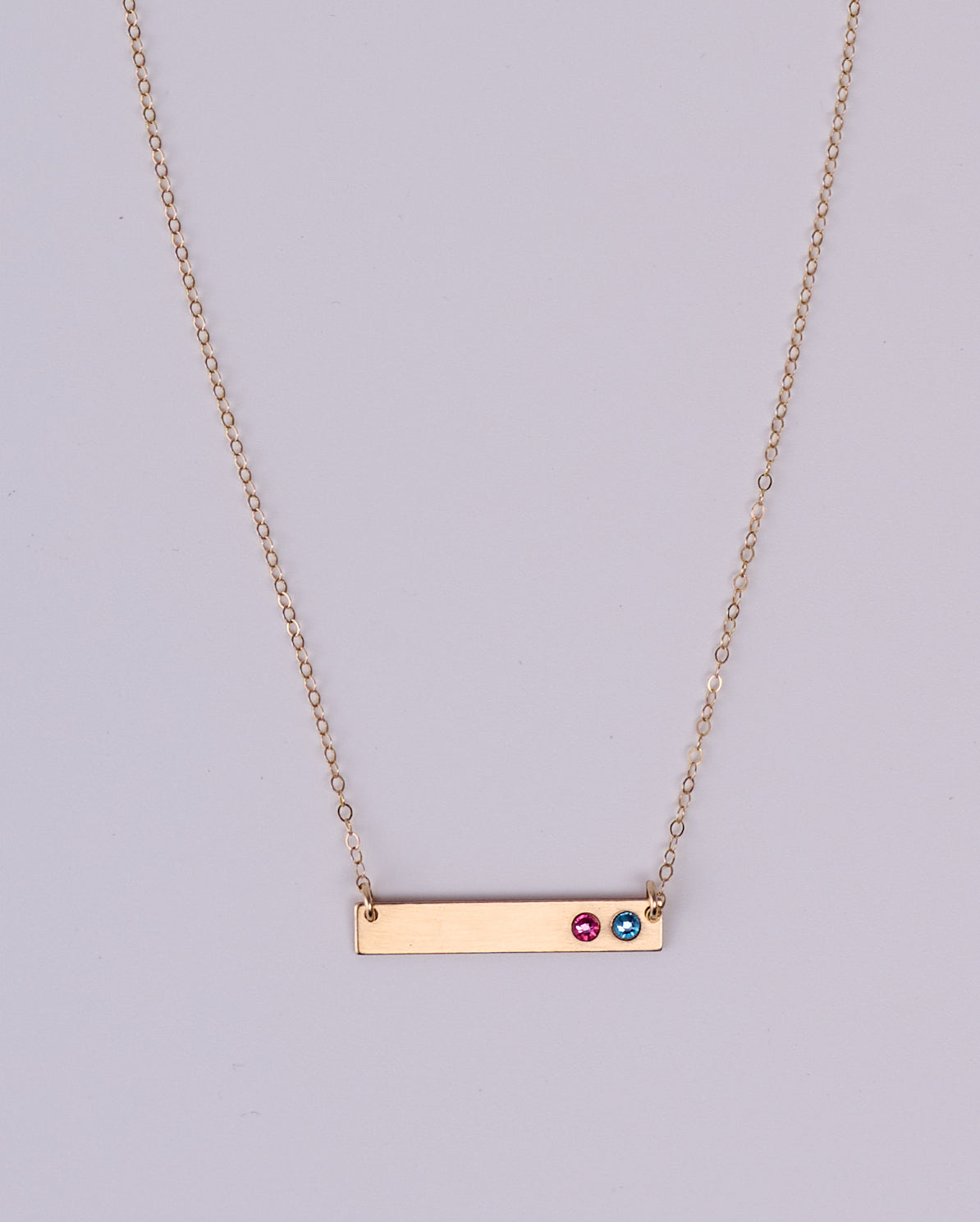 Mother&#39;s Birthstone Horizontal Bar Necklace with Handset Crystals