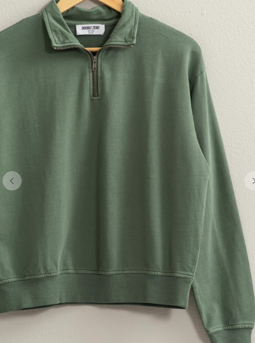 Dove Half-Zip Knit Top - (Gray Green)
