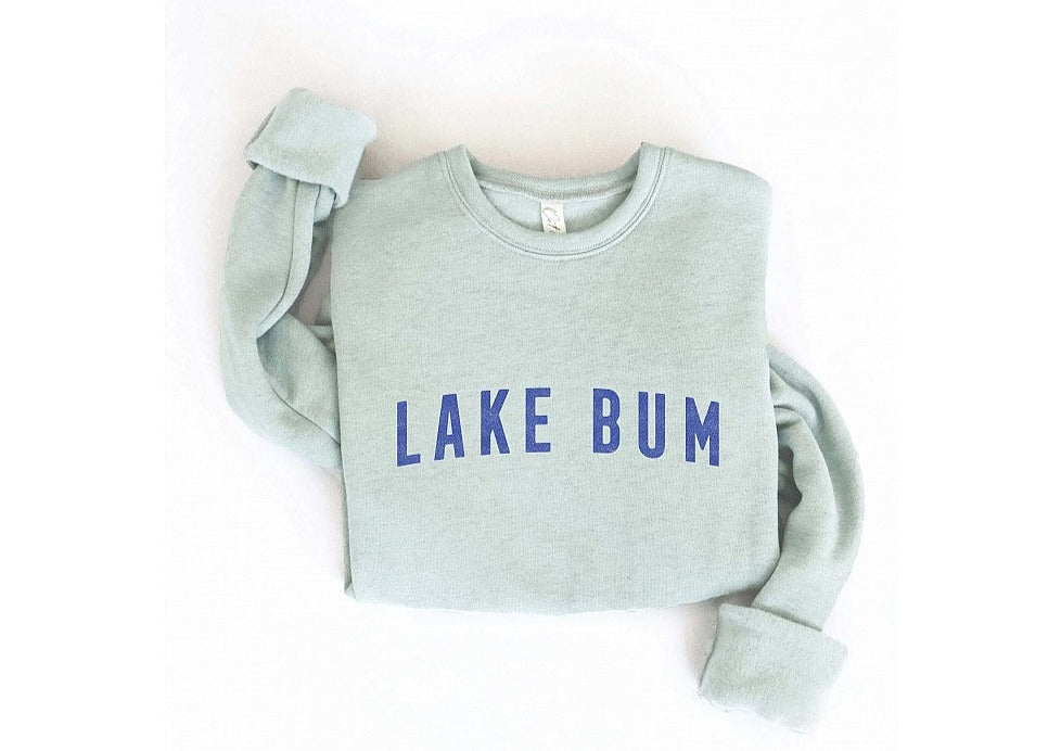 Lake Bum Crewneck Sweatshirt- (light grey/blue)