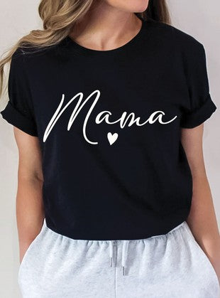 MAMA HEART PUFF GRAPHIC TSHIRTS - (Black)