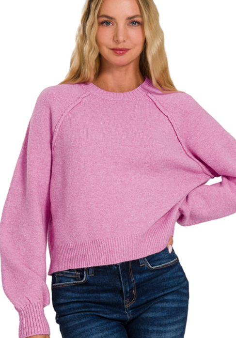 Makayla Melange Sweater - (Mauve)