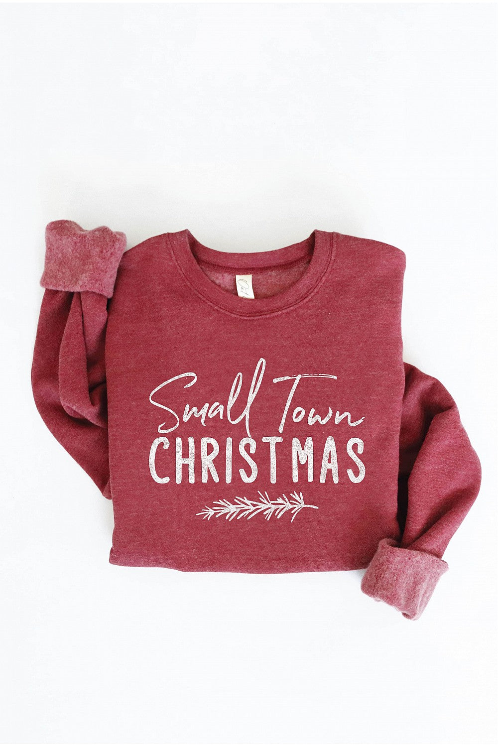 Small Town Christmas Sweatshirt- (Maroon)