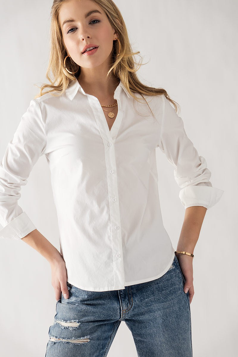 Lucille Button Up Top-(White)