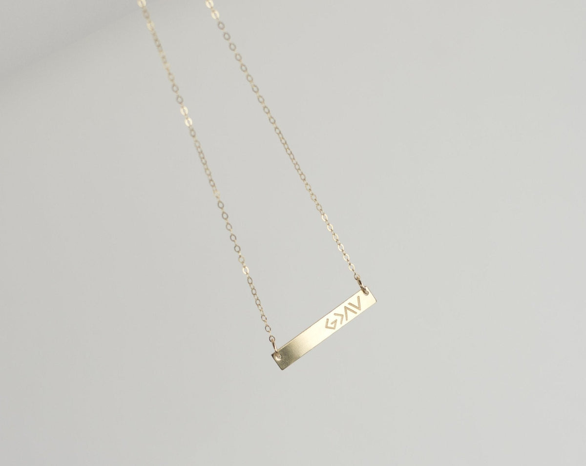 God is Greater Than The Highs and Lows Bar Necklace