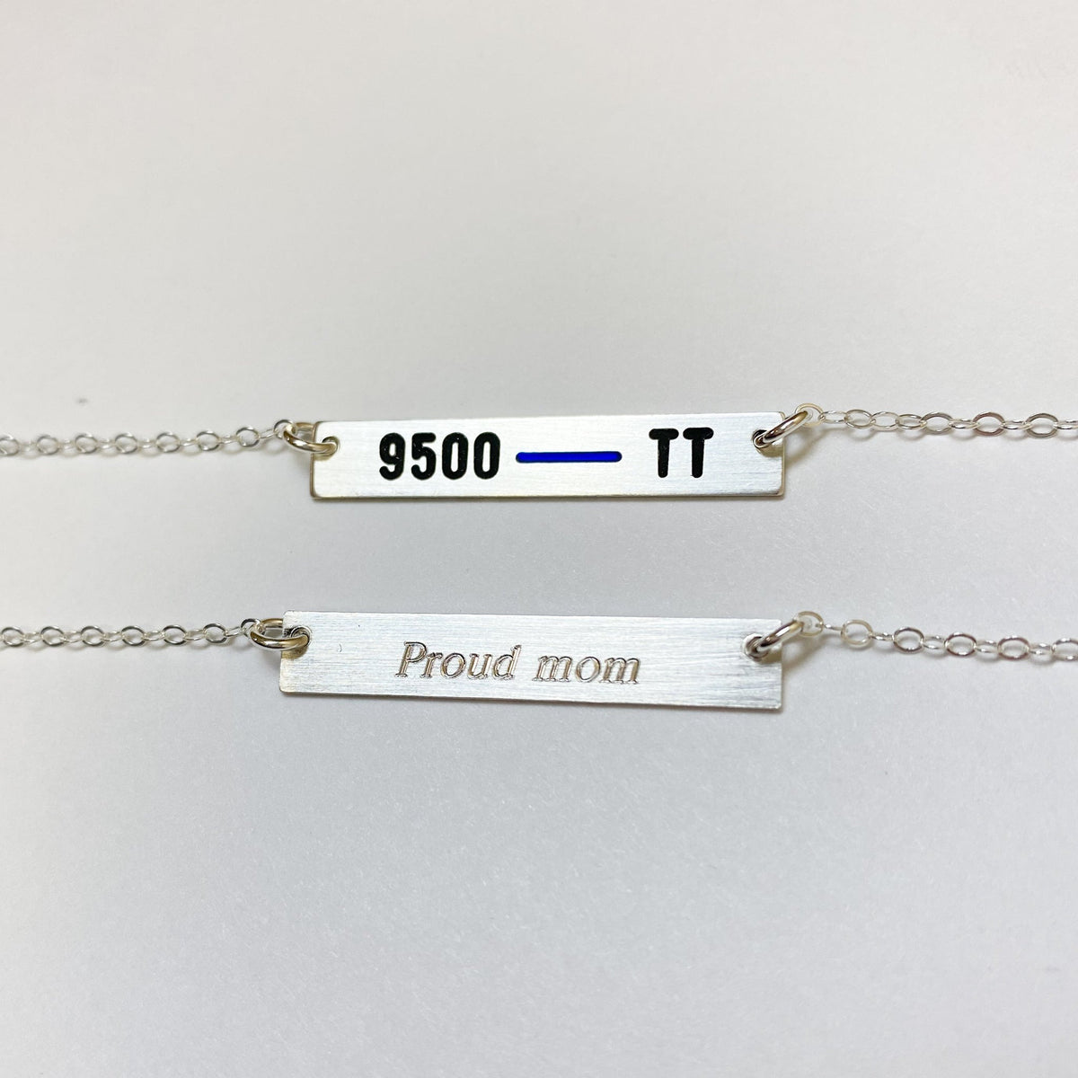 Thin Blue Line Necklace with 2 Badge Numbers