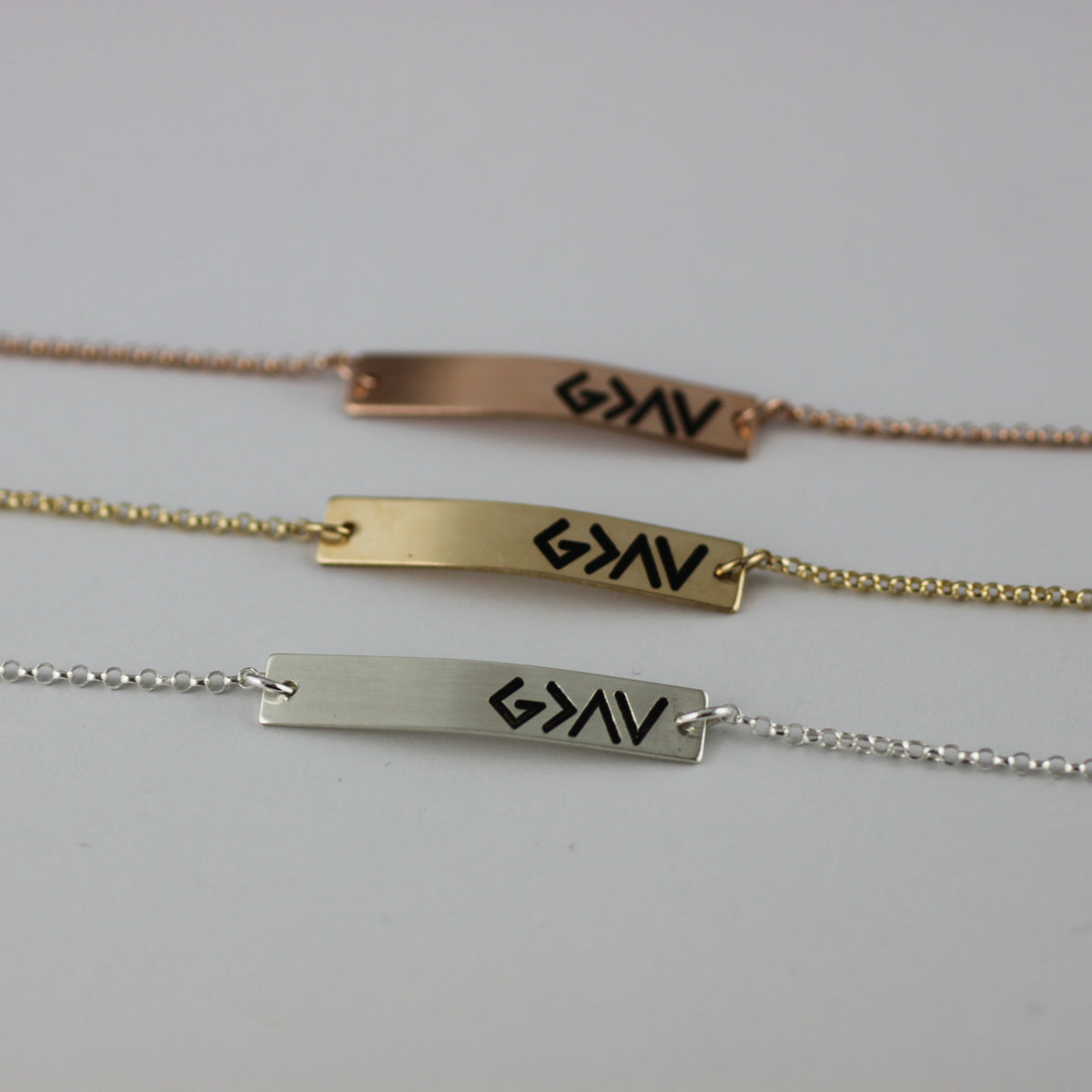 God is Greater Than Our Highs and Lows Bar Bracelet