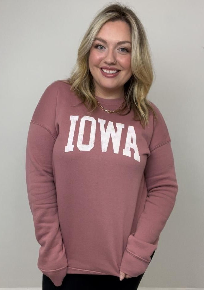 Iowa Graphic Sweatshirt- (Mauve)
