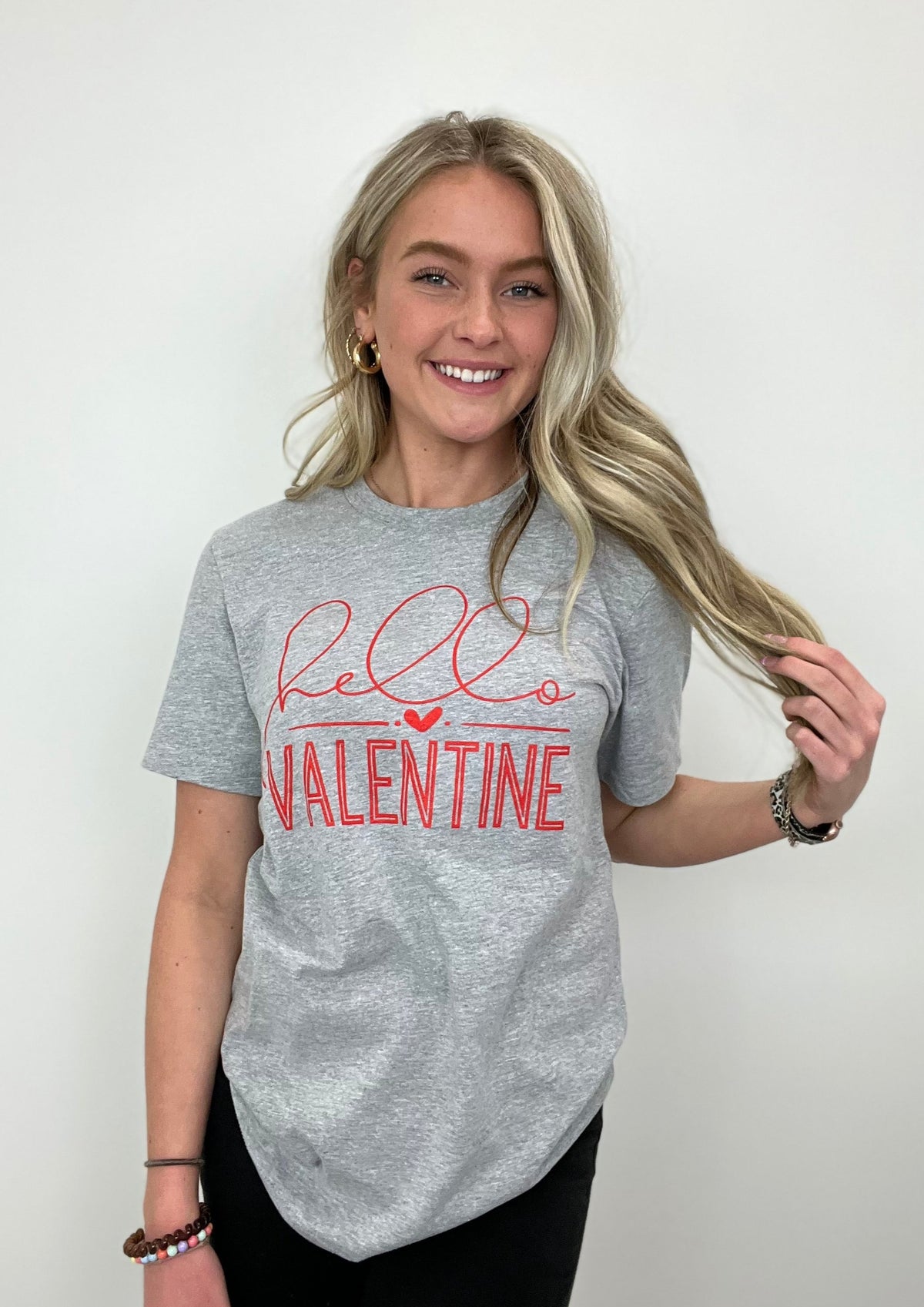 Hello Valentine Tee- (Grey)