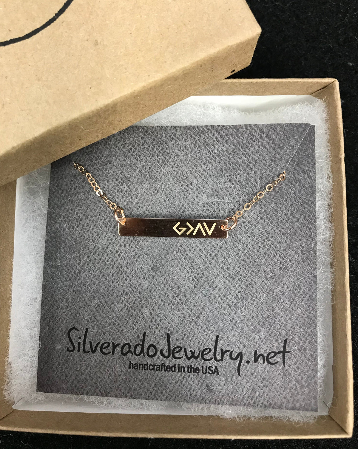 God is Greater Than The Highs and Lows Bar Necklace