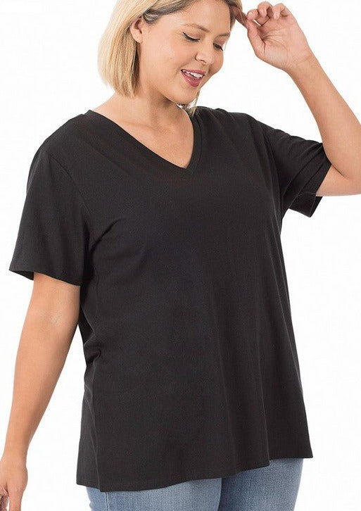 Plus- Back to Basics Boyfriend Tee- (Black)