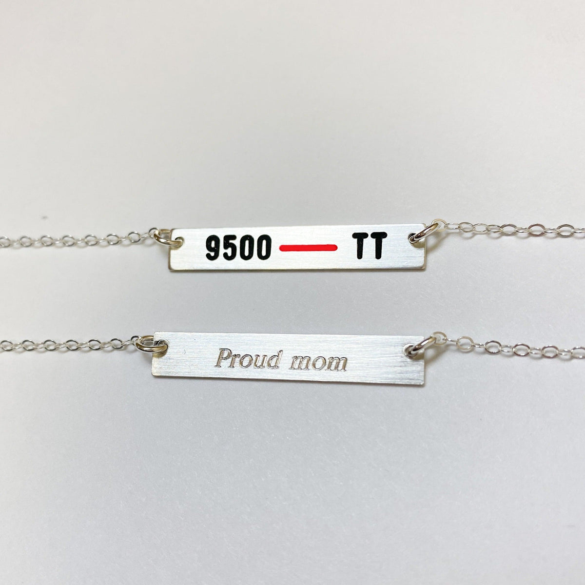 Thin Red Line Necklace with 2 Badge Numbers