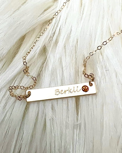 Emma - Mother&#39;s Birthstone Horizontal Bar Necklace with Name